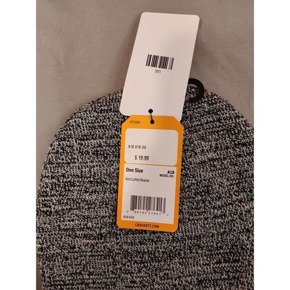 Men's Carhartt Knit Cuffed Beanie Heathered Black One Size - Picture 5 of 5